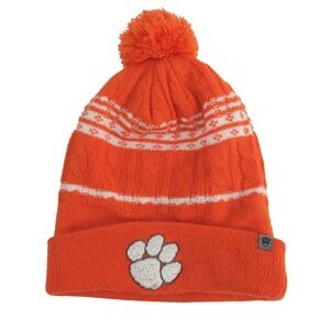 Clemson Tigers NCAA Knit Beanie Pom Pom‎ Winter Hat Orange White